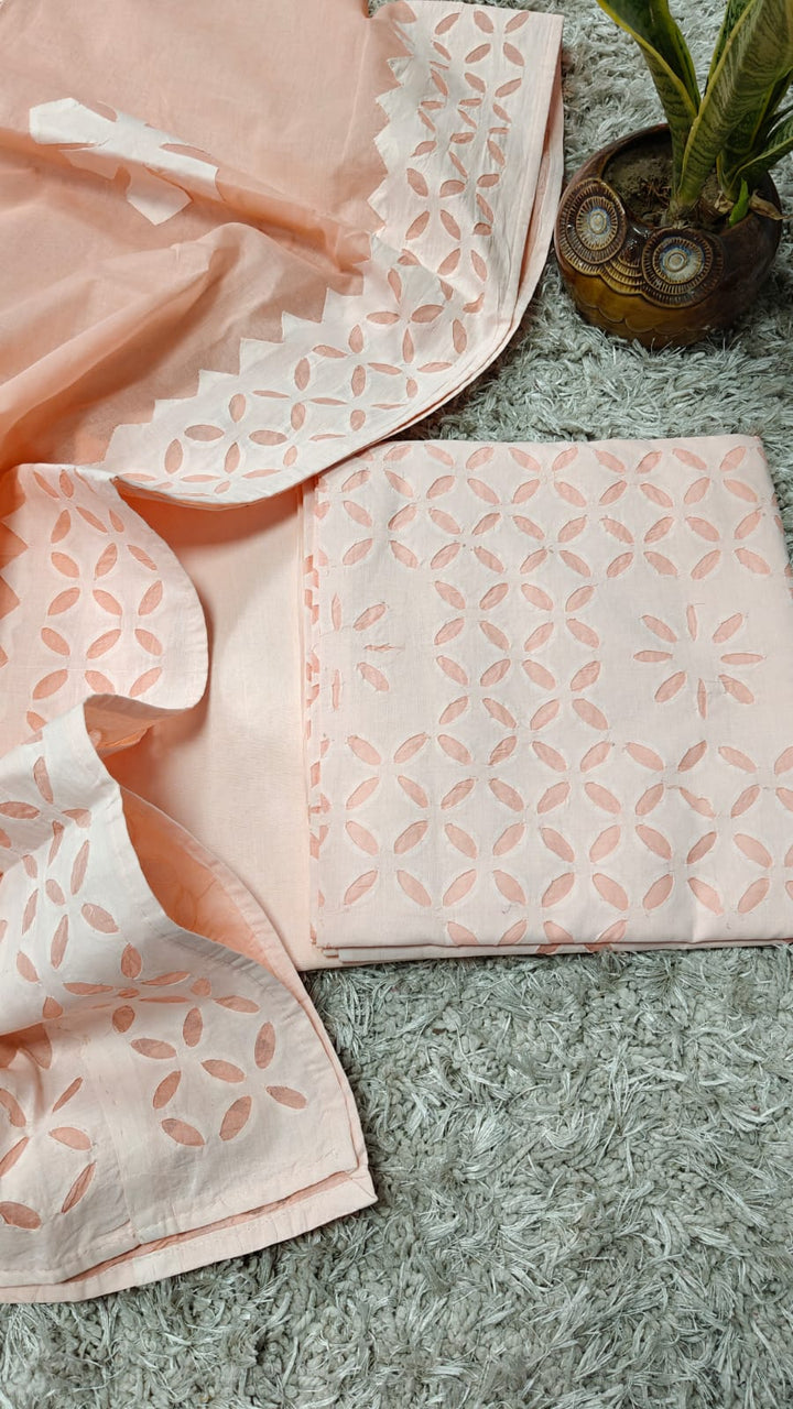 Pure Cotton Applique Work Unstitched Suit With Cotton Applique Work Dupatta