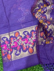Pure Banarasi Patola Weaved Unstitched Suit with Beautiful Zari Work