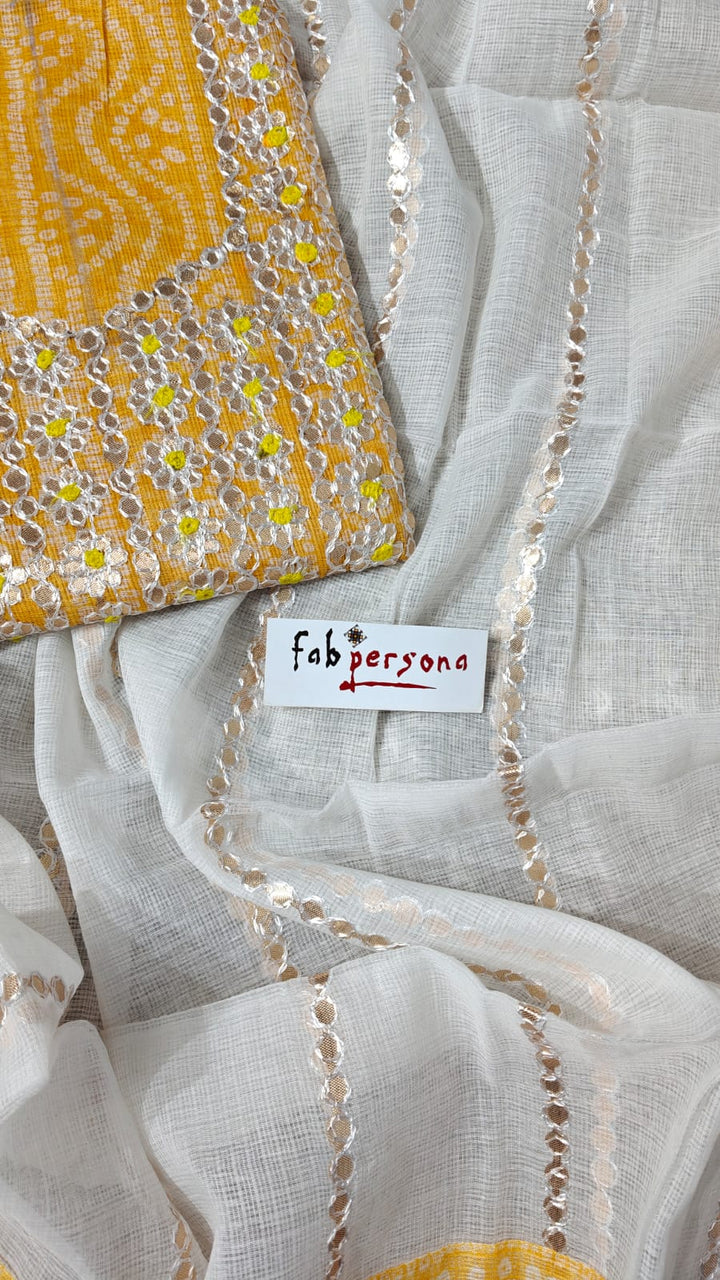 Kota Doriya Gotta Patti Work Unstitched Suit.