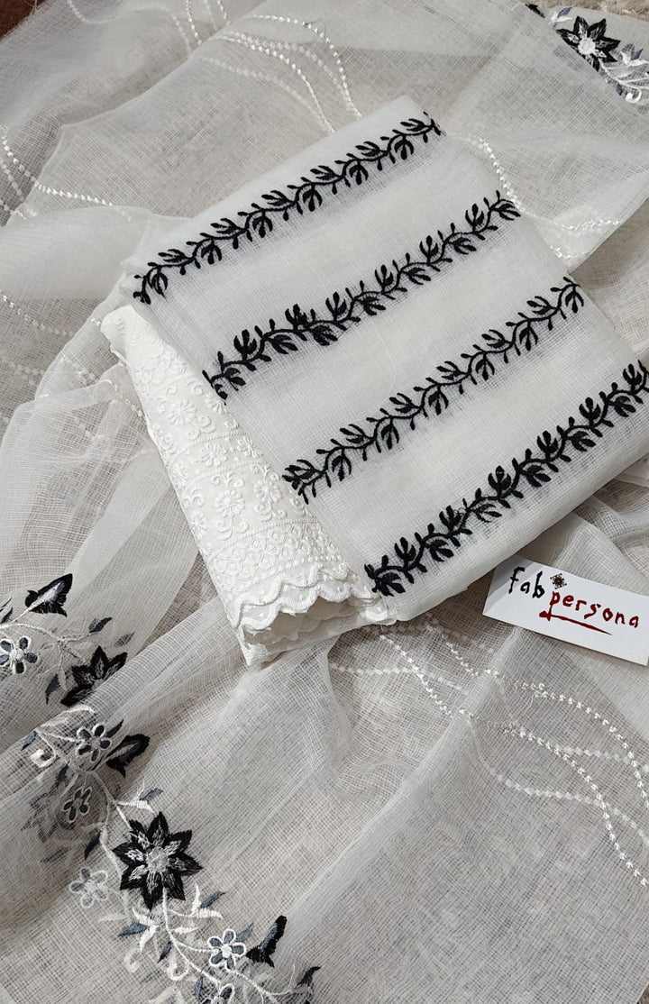 Pure Kota Doriya Resham Work Unstitched Suits With Chikankari Bottom
