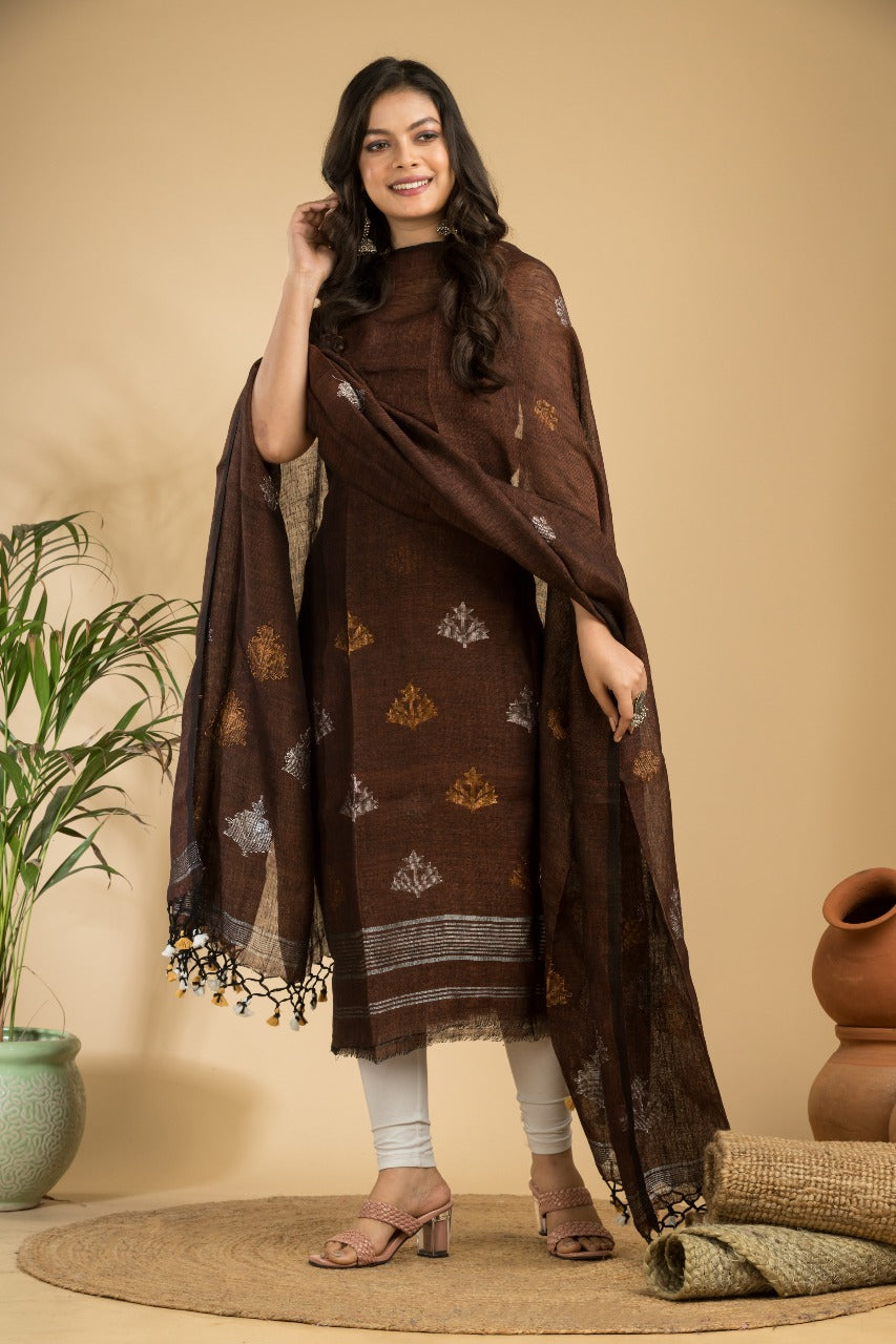 Pure Jayshree Linen Jamdani Work 2 pc Unstitched Suit