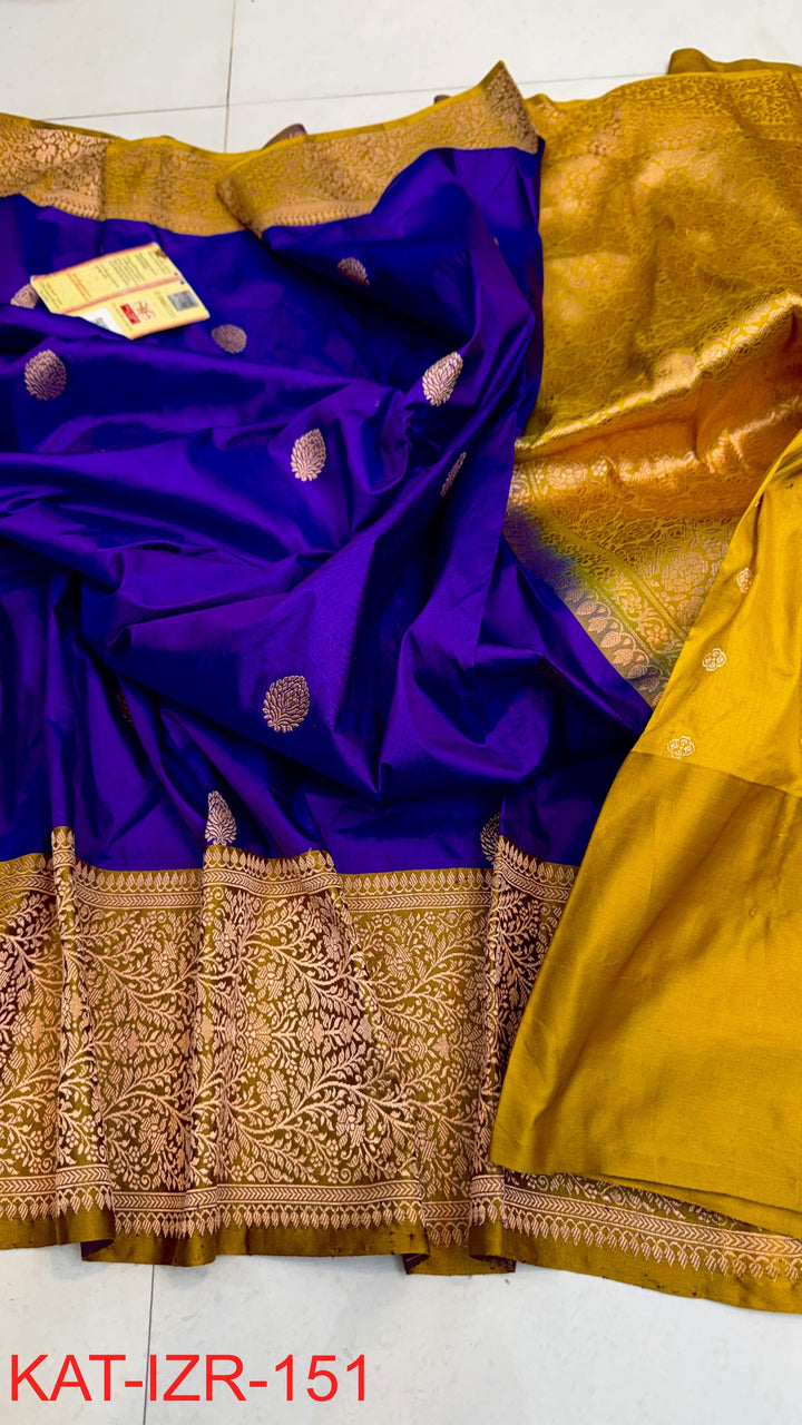 Pure Katan silk Saree with Antique Zari Work Saree.