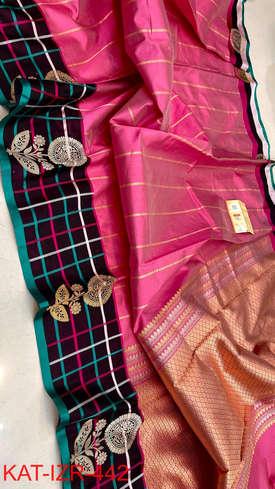 Pure Katan Silk Saree With Antique Zari Work Saree.