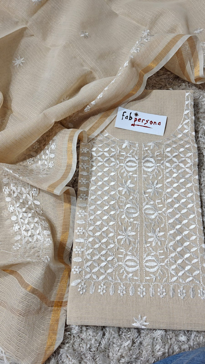Pure Kota Doriya Resham Work Unstitched Suits With Kota Doriya Dupatta .