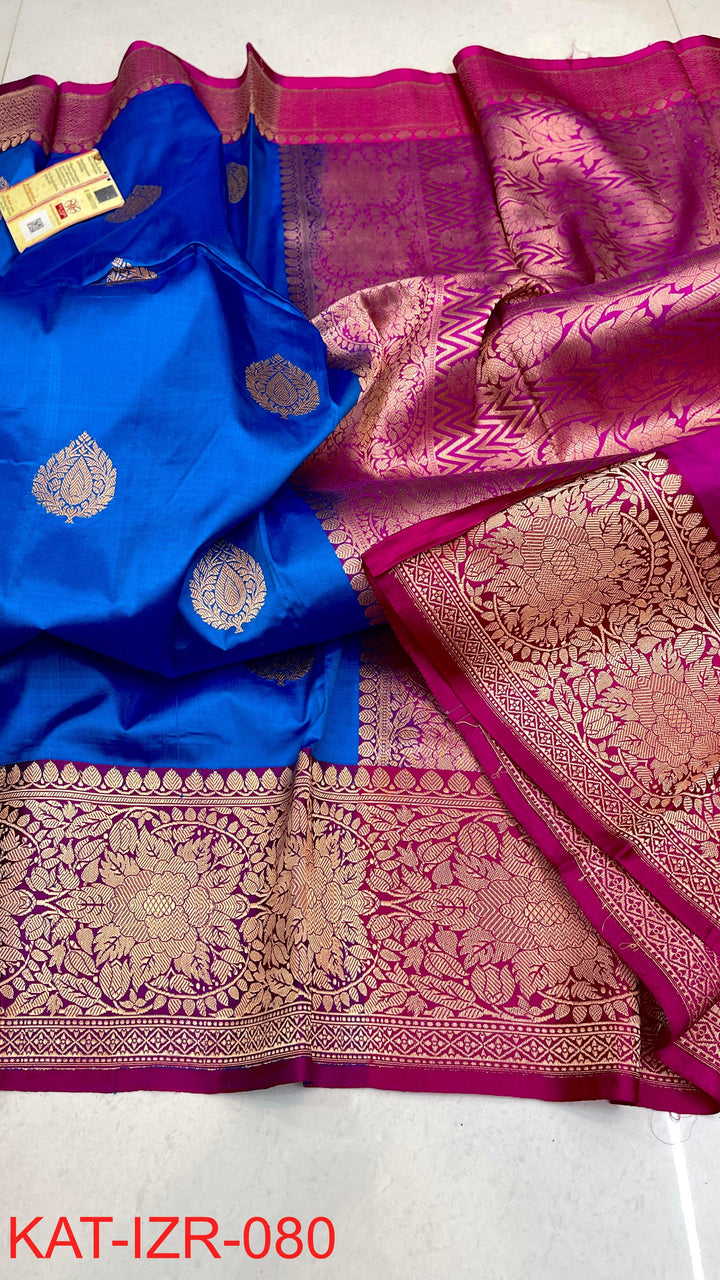 Pure Katan silk Saree with Antique Zari Work Saree.