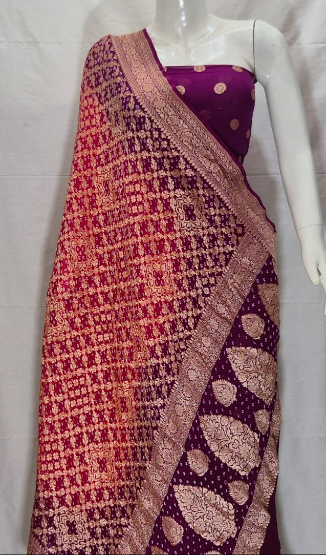 Pure Khaddi Chiffon Neem Zari with Badhni Unstitched Suit With Zari Work.