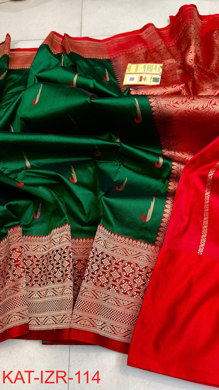 Pure Katan silk Saree with Antique Zari Work Saree.