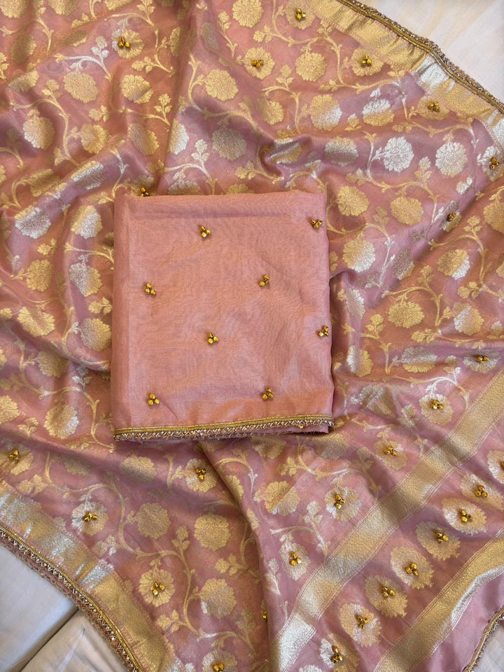 Elegant Tissue Ghungroo Unstitched  Suit