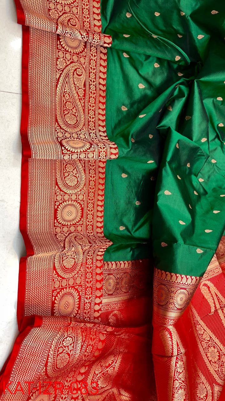 Pure Katan silk Saree with Antique Zari Work Saree.