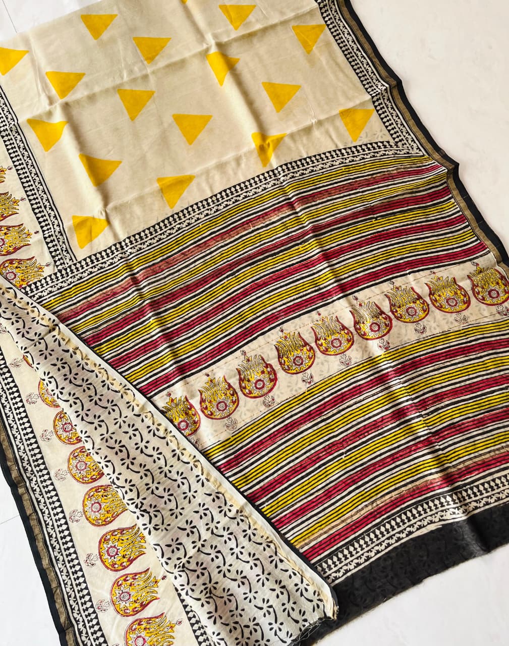 Hand Block Print Pure Chanderi Saree With Blouse