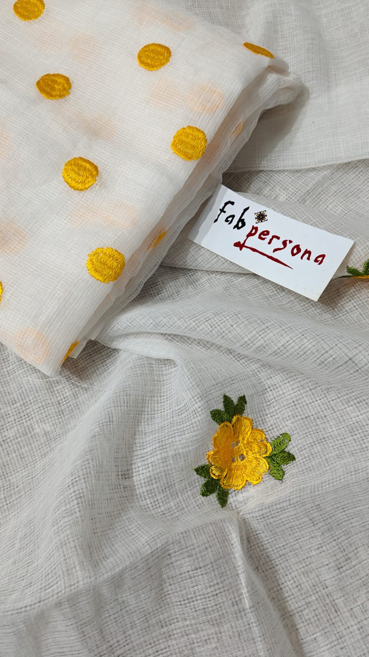 Pure Kota Doriya Embroidery Unstitched Suit With Embroidery Dupatta