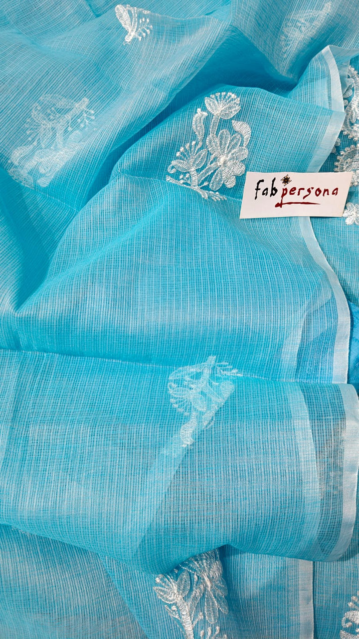 Kota doria Ustitched salwar suit with chikankari bottom