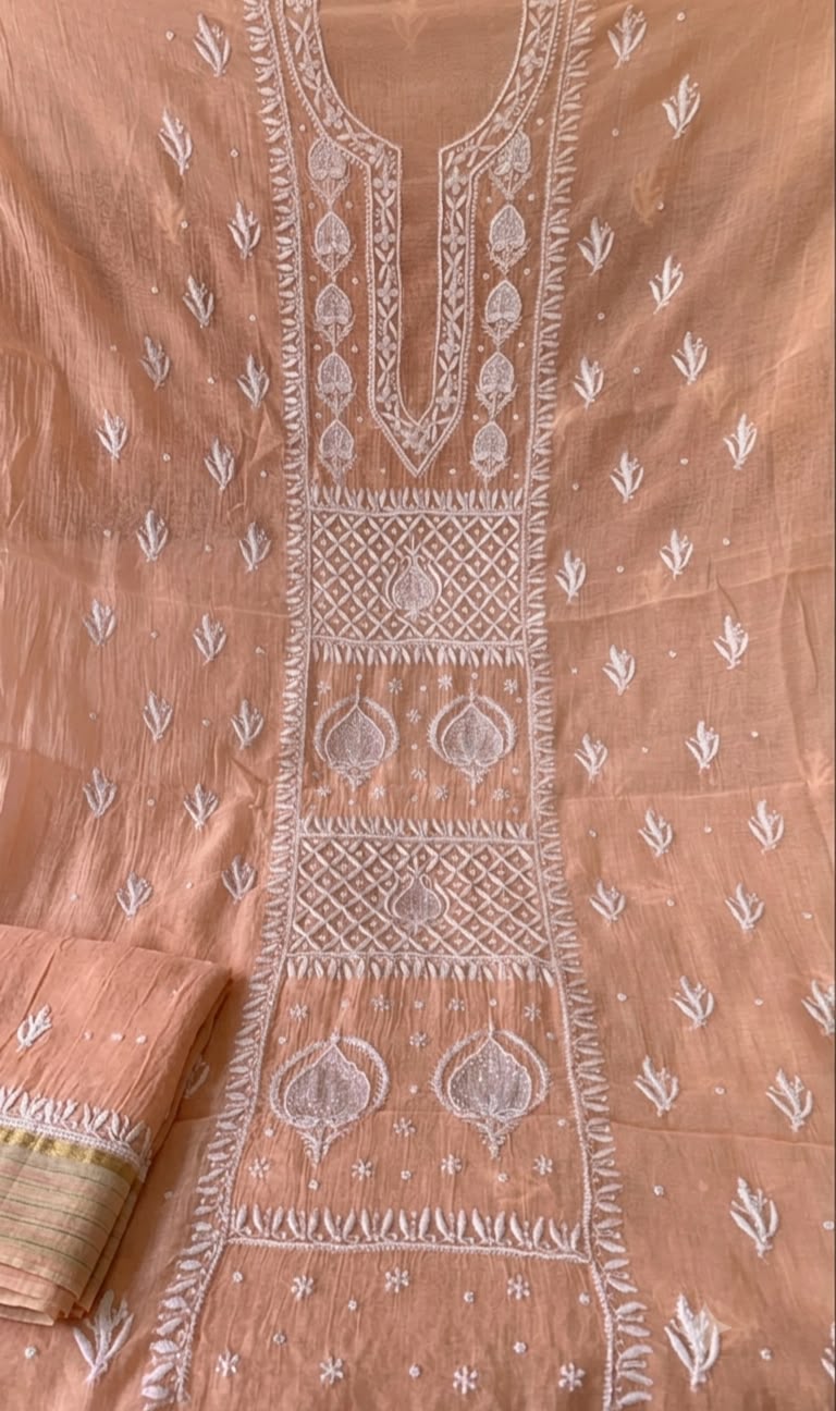 Pure Mul- Mul Chakiankari Work Unstitched Suit with Cutdana work