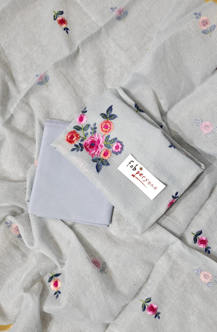 Pure Kota Doriya Embroidery Work Unstitched Suits With Kota Doriya Dupatta