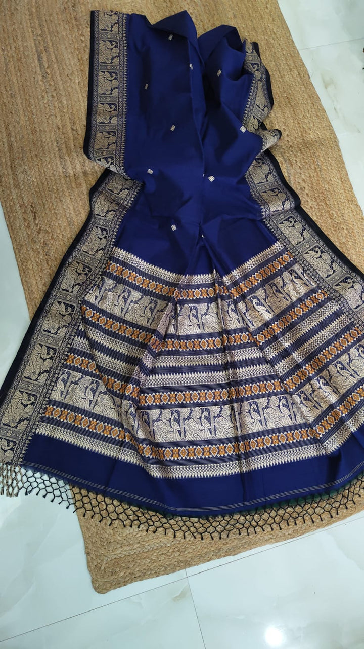 Pure Cotton Baluchuri Saree With Blouse (100count).