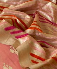 Pure Banarasi Chanderi Zari Weaved Unstitched Suit With Chanderi Dupatta.