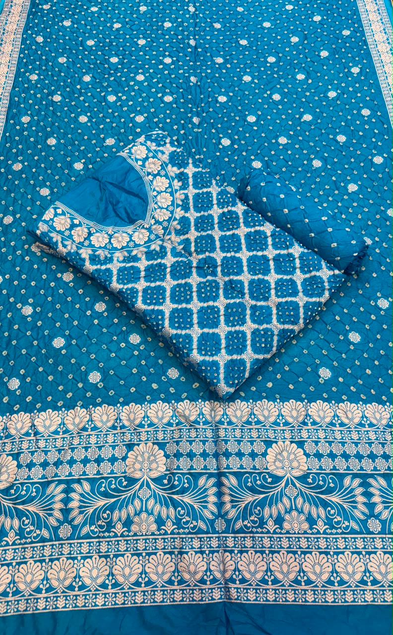 Premium 3 pc Dupion Silk Zari Work Unstitched Suit