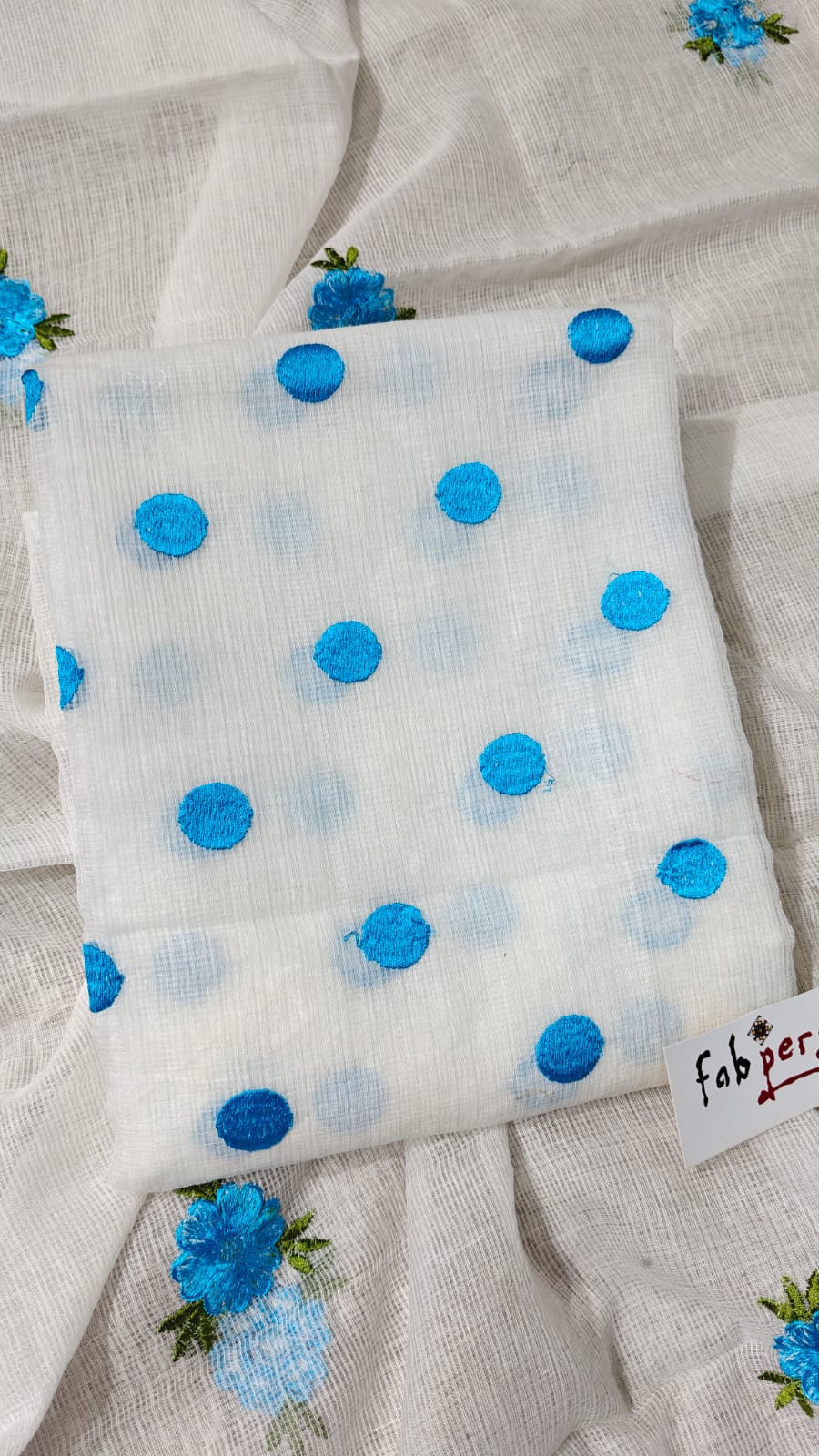 Pure Kota Doriya Embroidery Unstitched Suit With Embroidery Dupatta