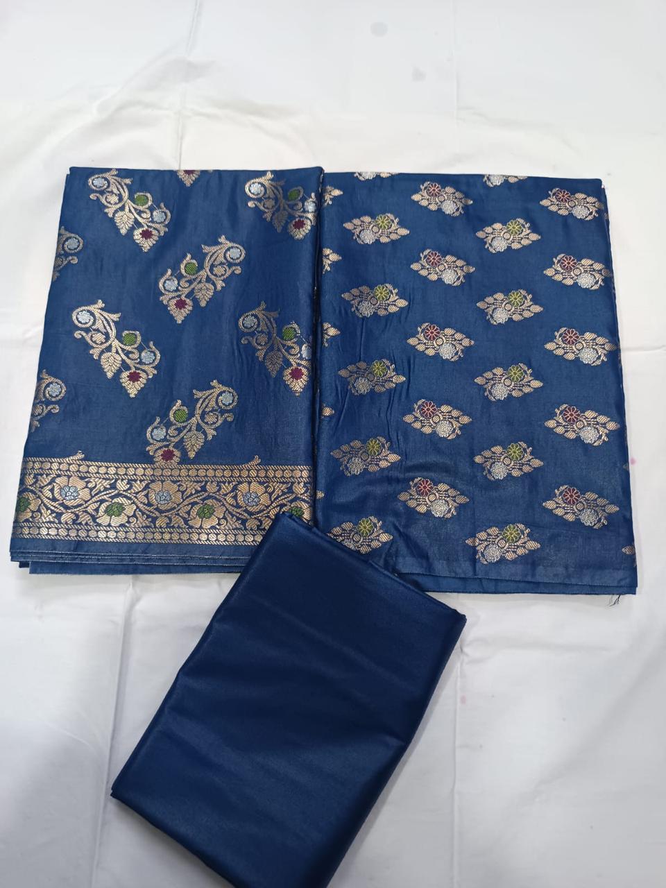 Banarasi  Resham Silk Cotton Zari  Work Unstitched Suit