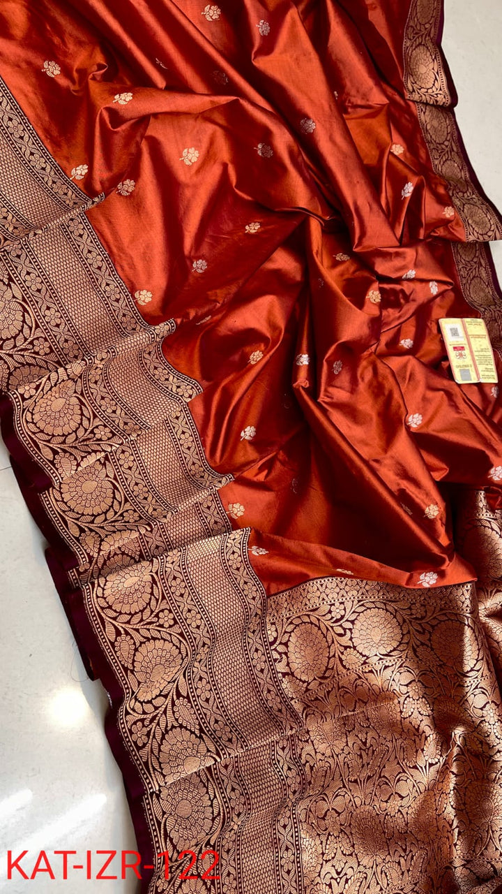 Pure Katan silk Saree with Antique Zari Work Saree.
