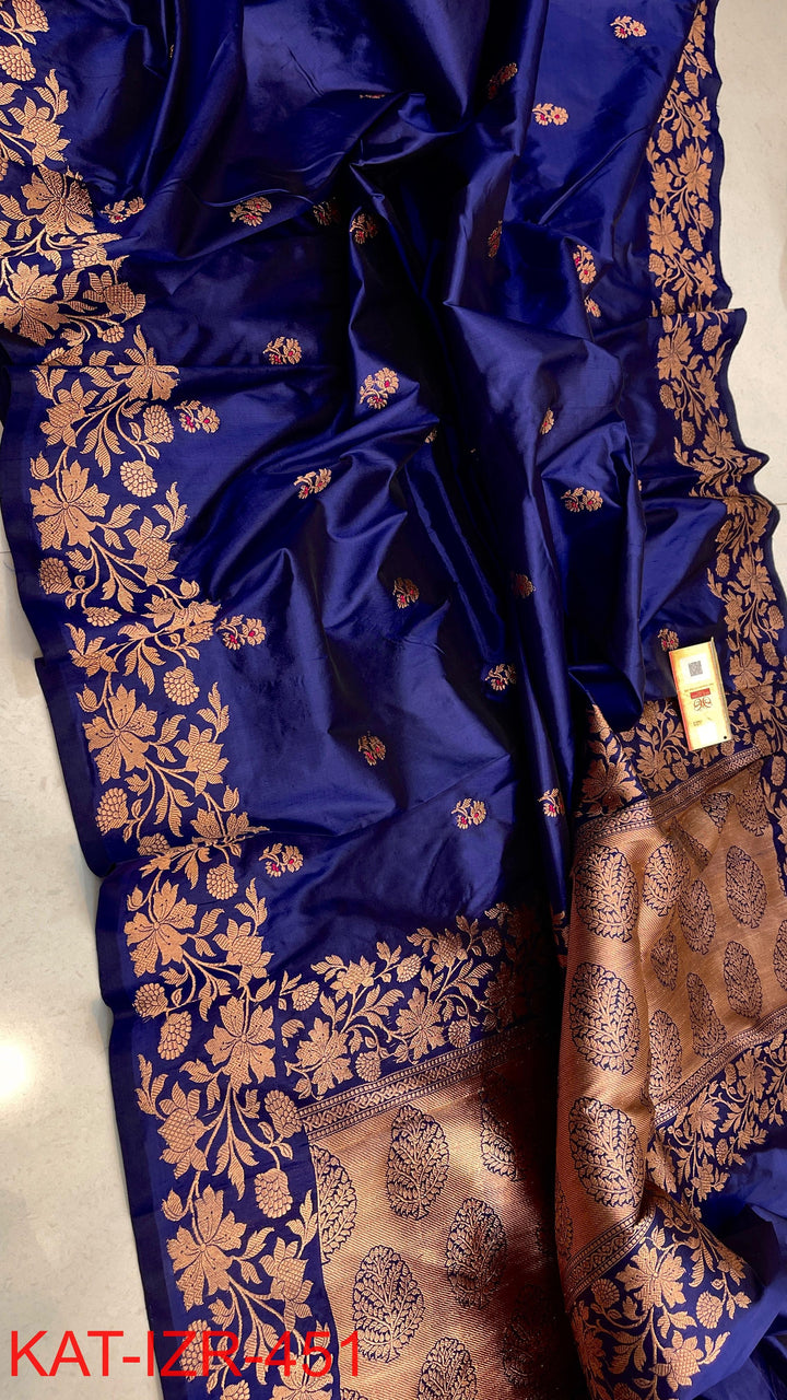 Pure Katan Silk Saree With Antique Zari Work Saree.