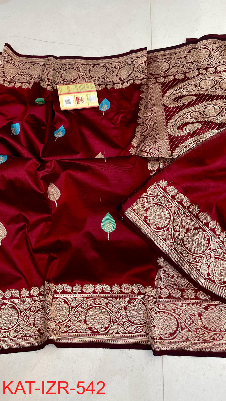 Pure Katan Silk Saree With Antique Zari Work Saree.