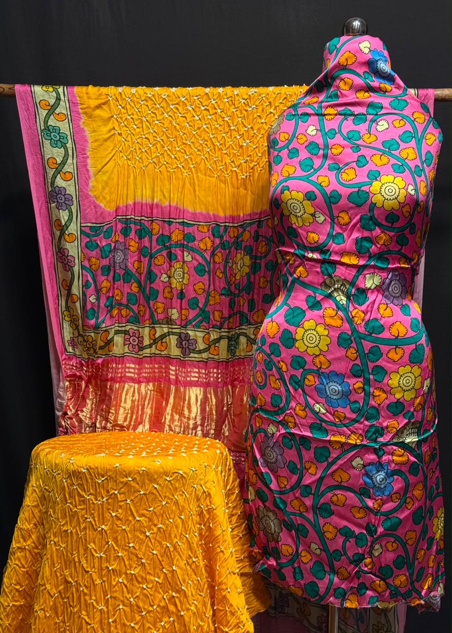 Premium 100% Pure Modal Silk Digital prints kalamkari 3-pc suits