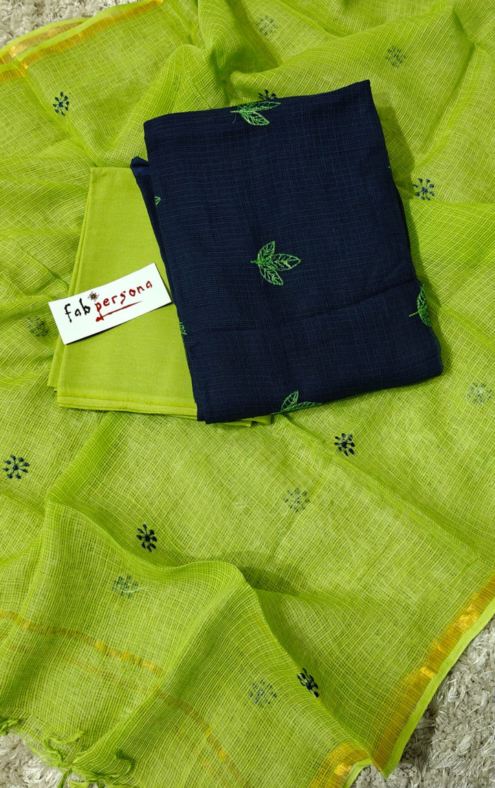 Blue Kota Doria Salwar Suit with Embroidery work