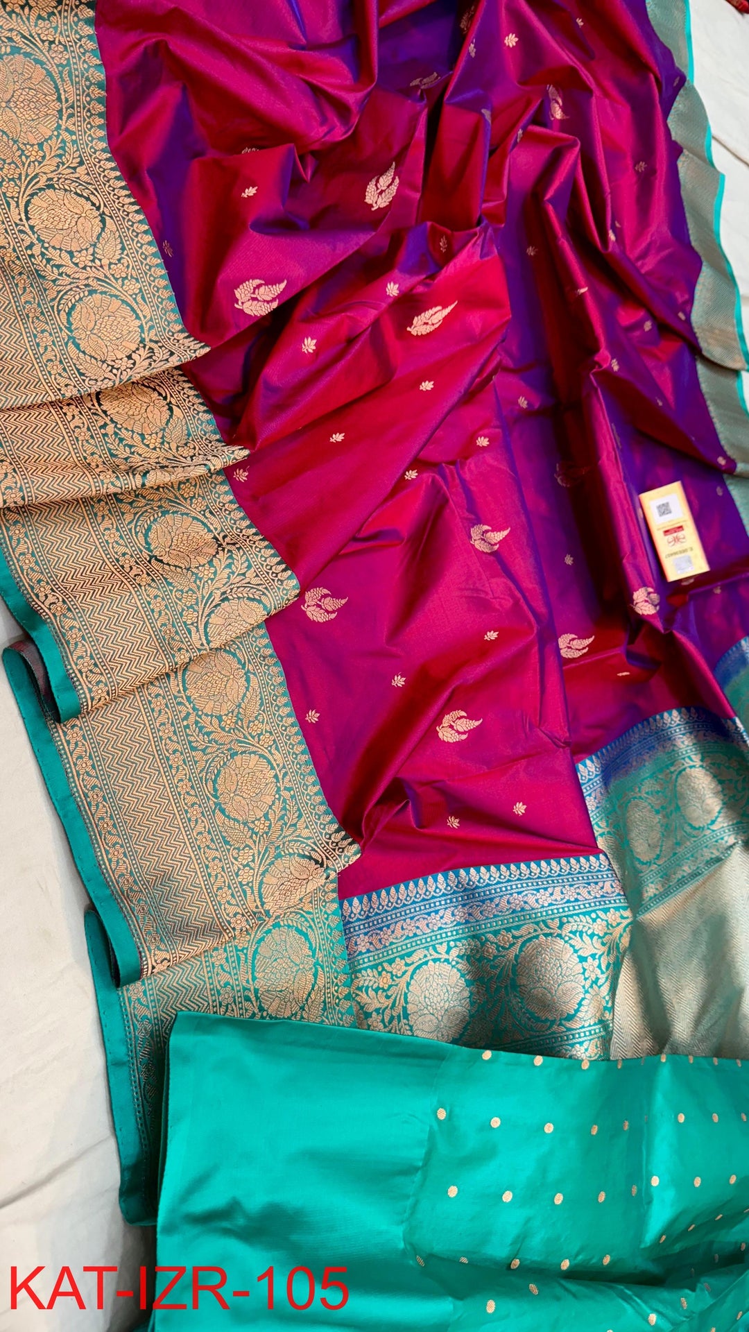 Pure Katan silk Saree with Antique Zari Work Saree.