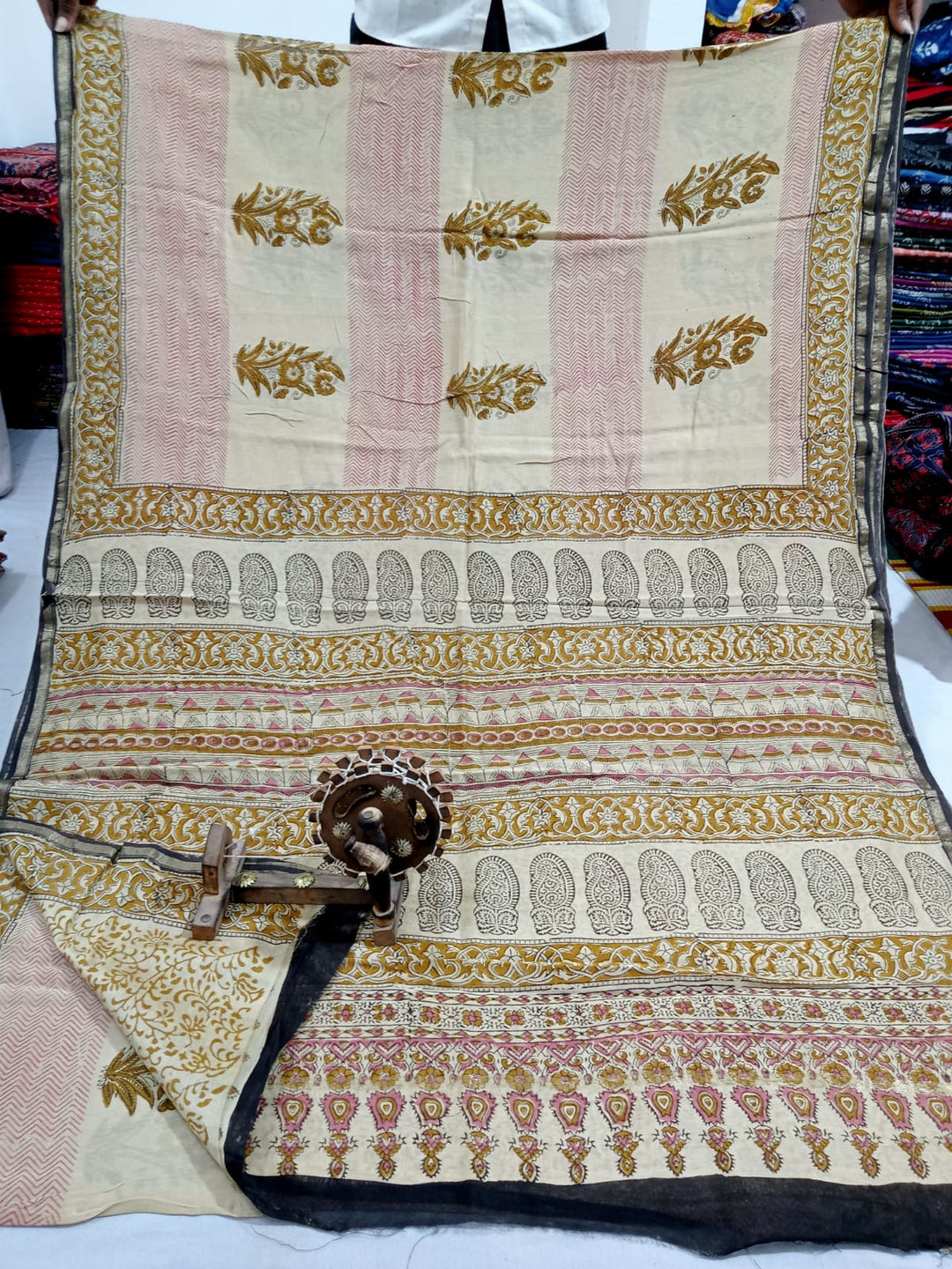 Pure Chanderi Silk Hand Block Print Saree.