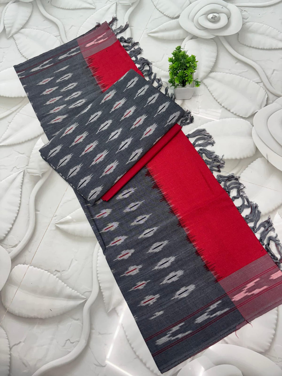 Pure Single Ikkat Cotton Unstitched Suit.