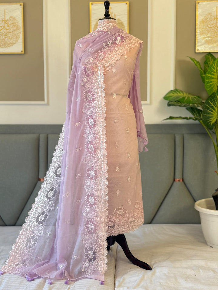 Pure Banarasi Mul Cotton Silk Embroidery Unstitched suit.