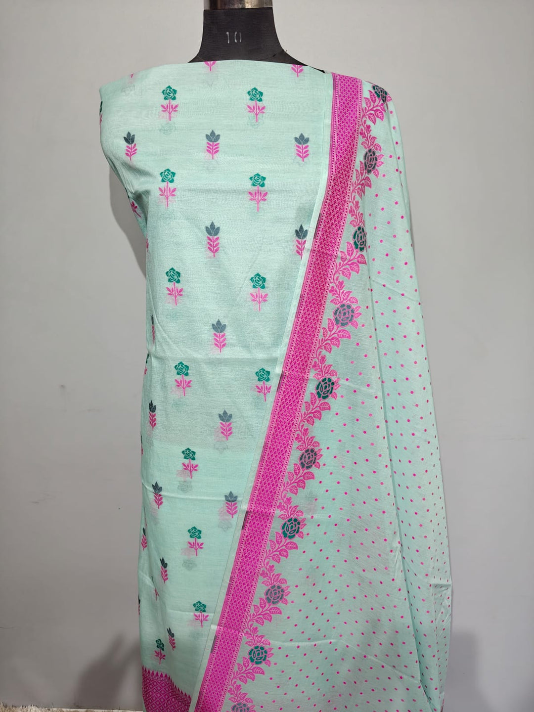 Pure Banarasi Chanderi Jamdani Work Unstitched Suit