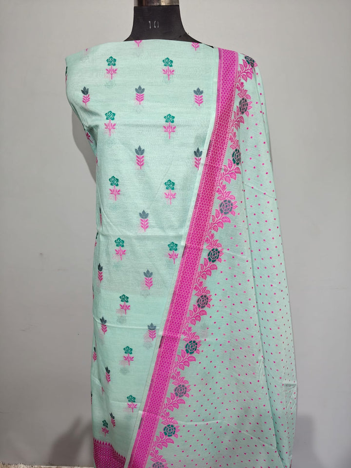 Pure Banarasi Chanderi Jamdani Work Unstitched Suit