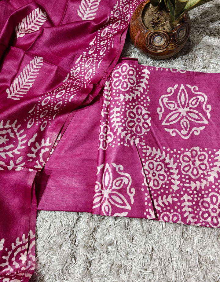 Pure Katan Giccha Silk Unstitched Suit With Dupatta