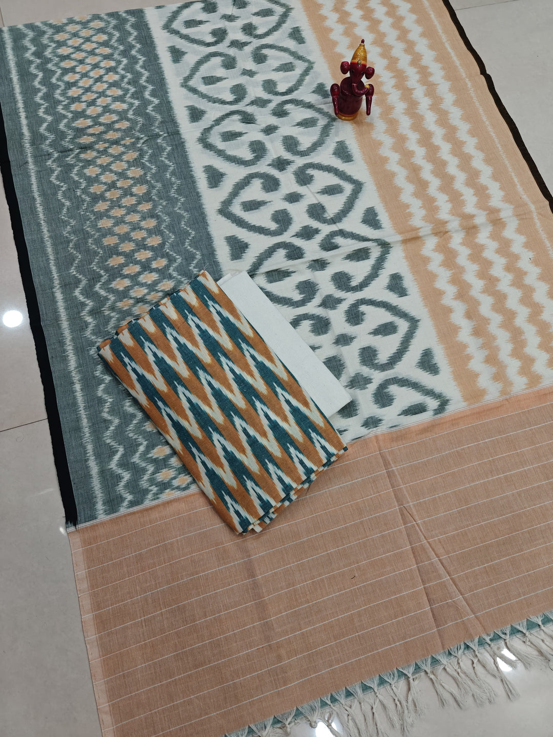 Pure Double Ikkat Cotton Unstitched Suit.