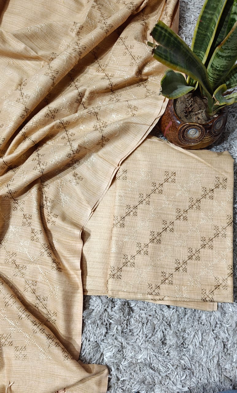 Pure Khaddi Cotton  Unstitched Suit With Dupatta