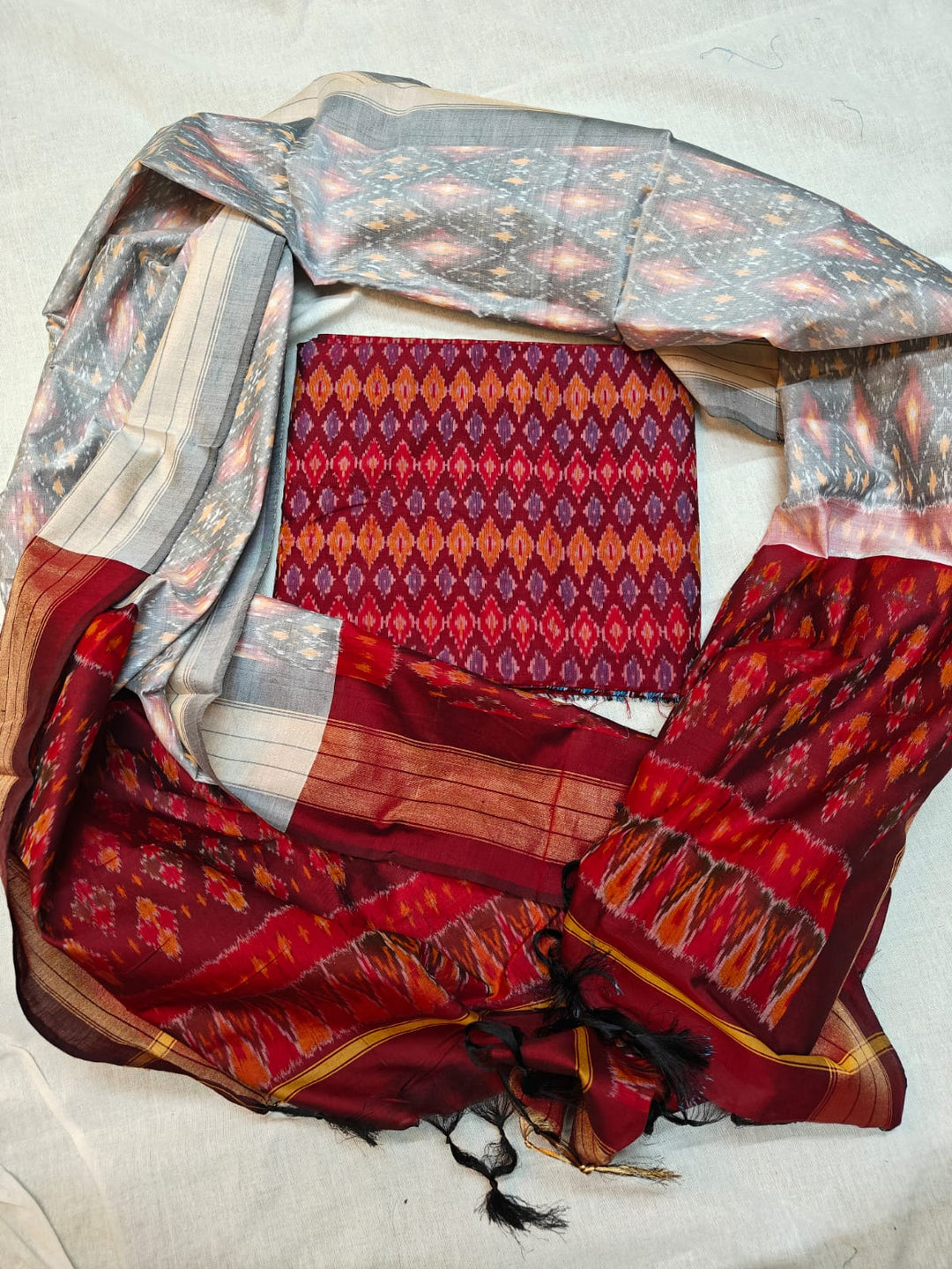 Pure Ikkat Sico Silk Unstitched Suit