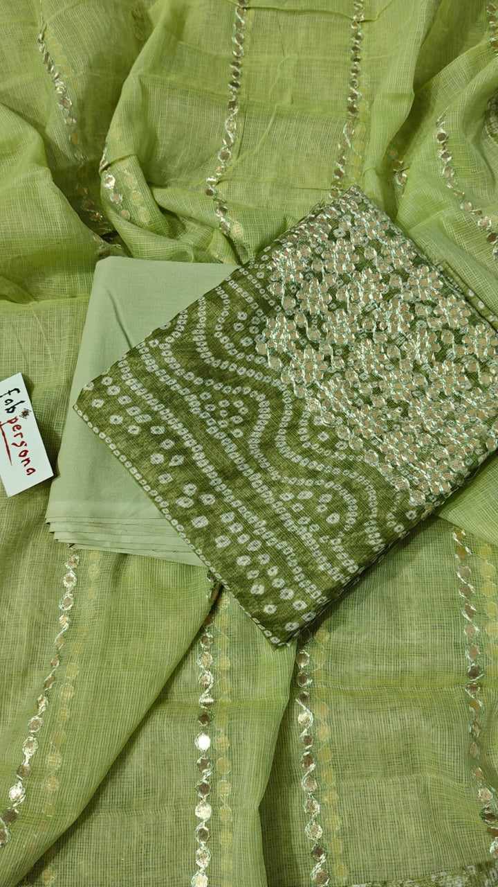 Kota Doriya Gotta Patti Work Unstitched Suit.