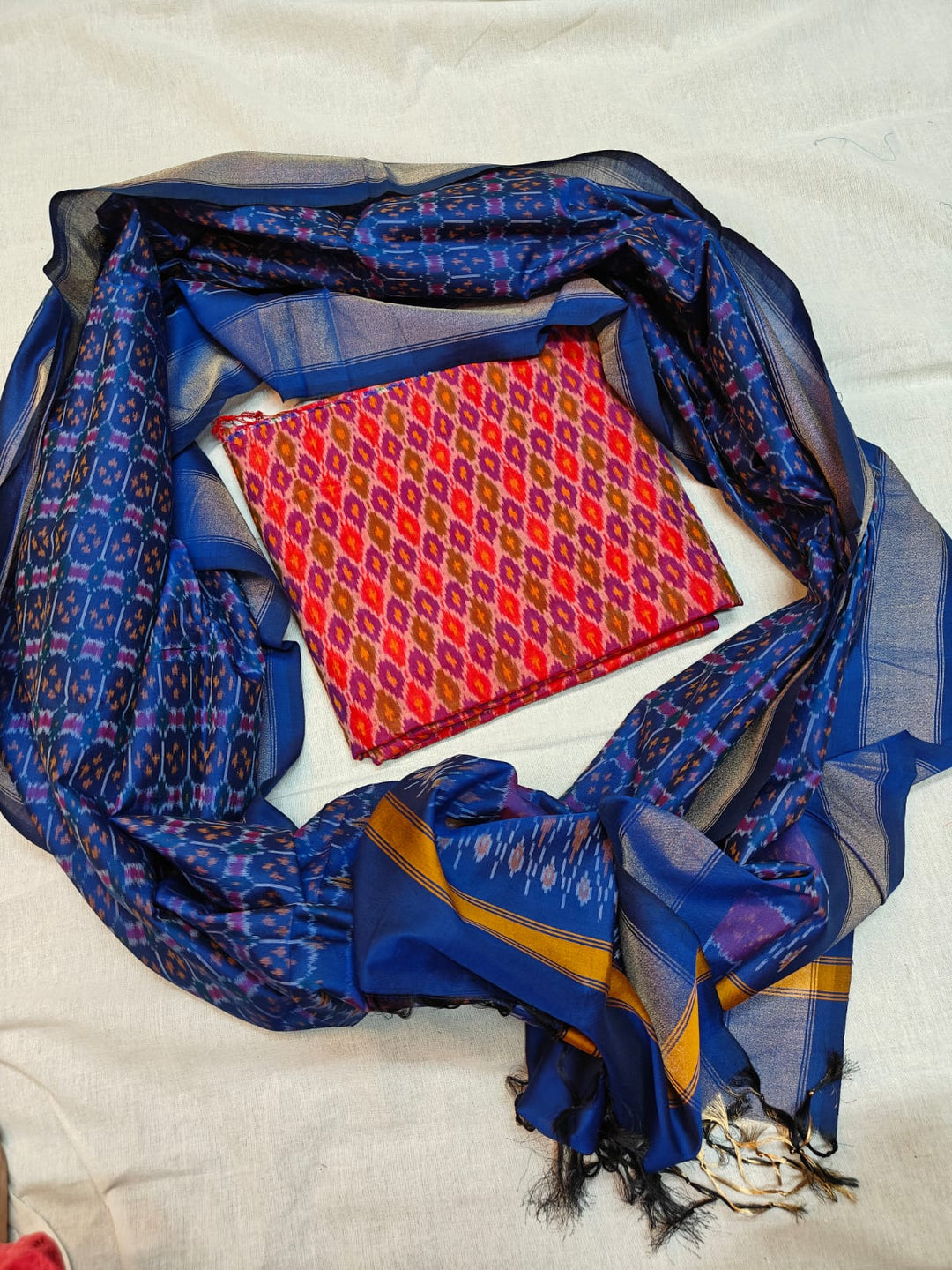 Pure Ikkat Sico Silk Unstitched Suit
