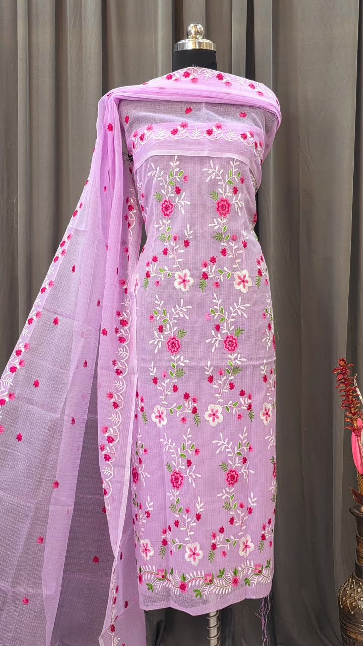 Kota Doriya Embroidery work 3-pc Unstitched Suit
