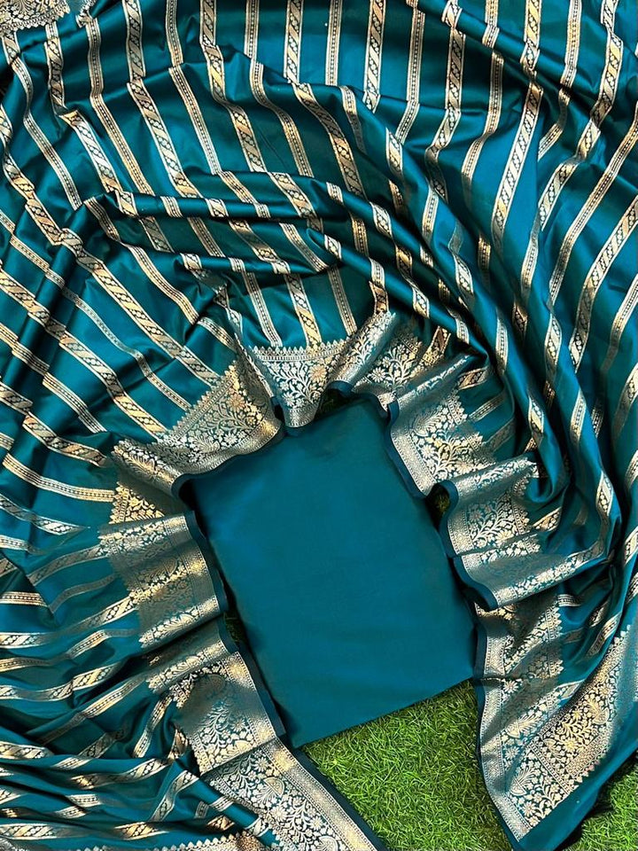 Exclusive Banarasi Soft Silk 3 pc Unstitched Suit .