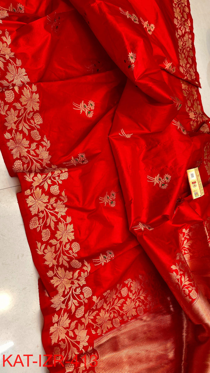 Pure Katan Silk Saree With Antique Zari Work Saree.