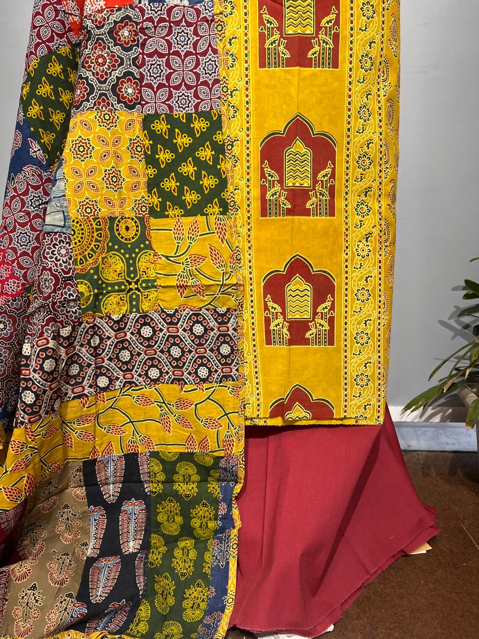 Pure Cotton Azrakh Print Unstitched suit With Dupatta.