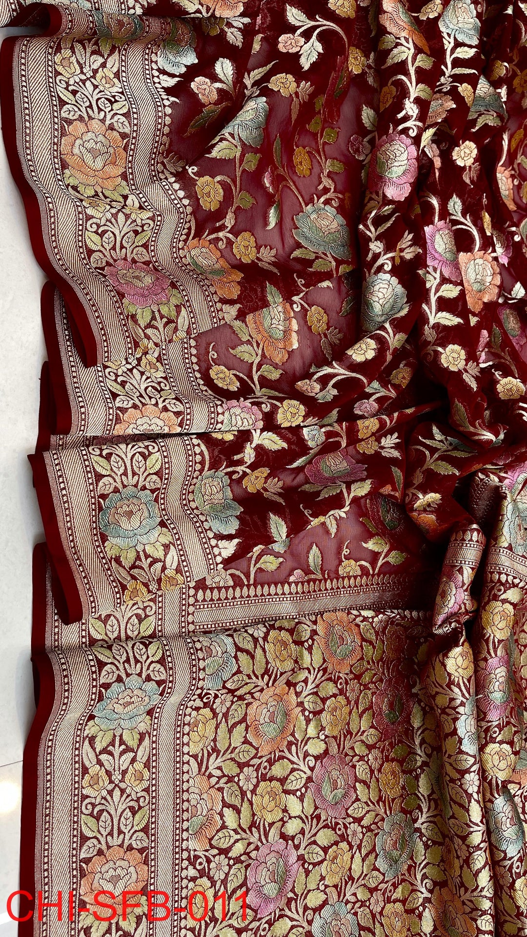 Pure Banarasi Handloom Khaddi Georgette Silk Water Zari Work Saree .| NEW EDITION |