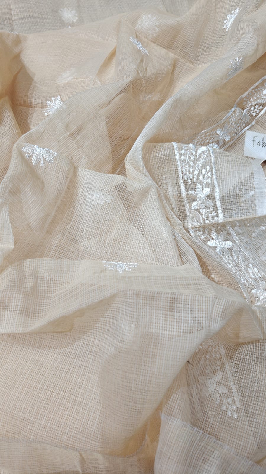 Pure Cotton Kota Doriya Embroidery Work Unstitched Suit With Chikankari Bottom.