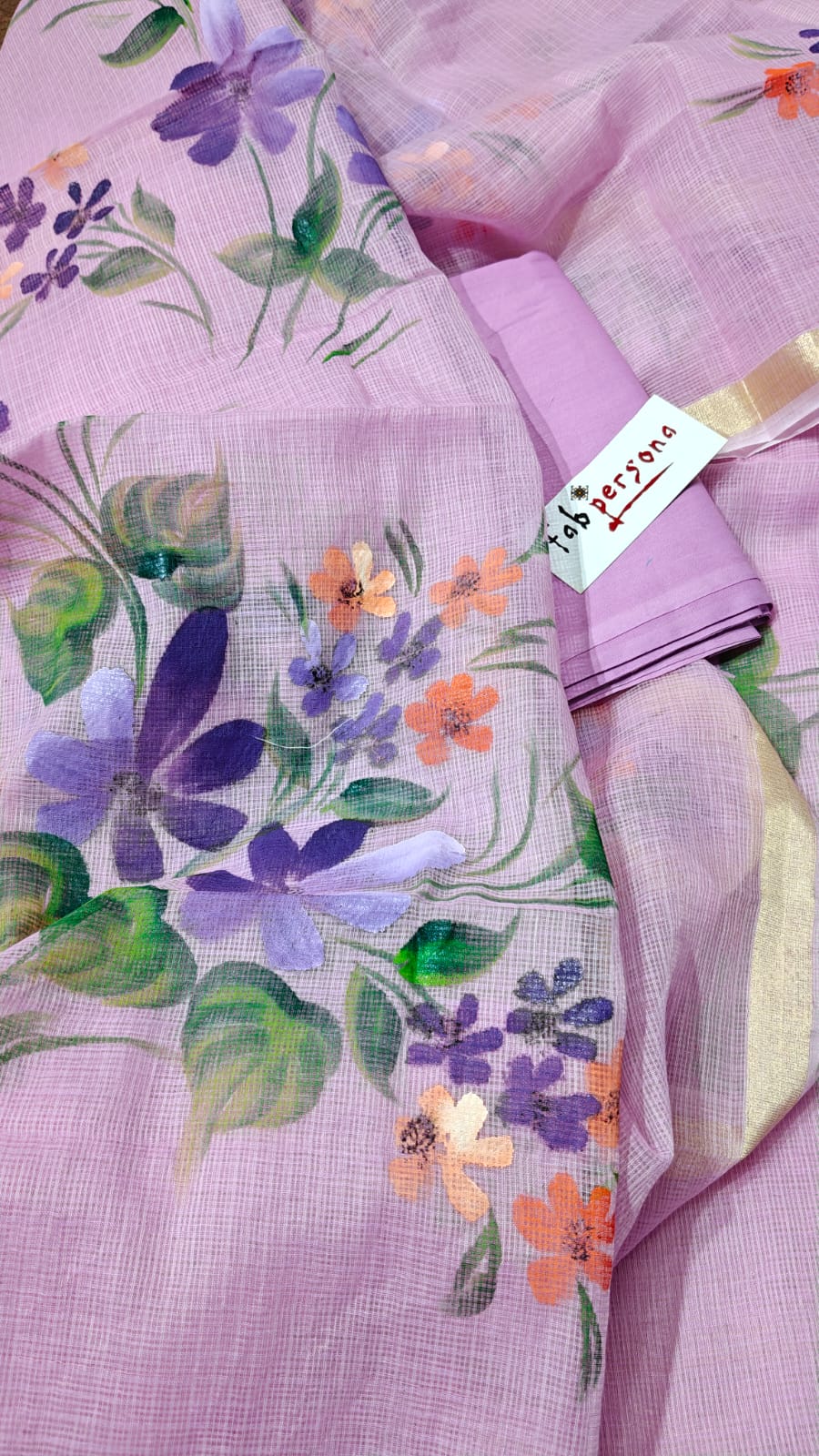 Pure Kota Doria Hand Brush Print Work Unstitched Suit with Dupatta