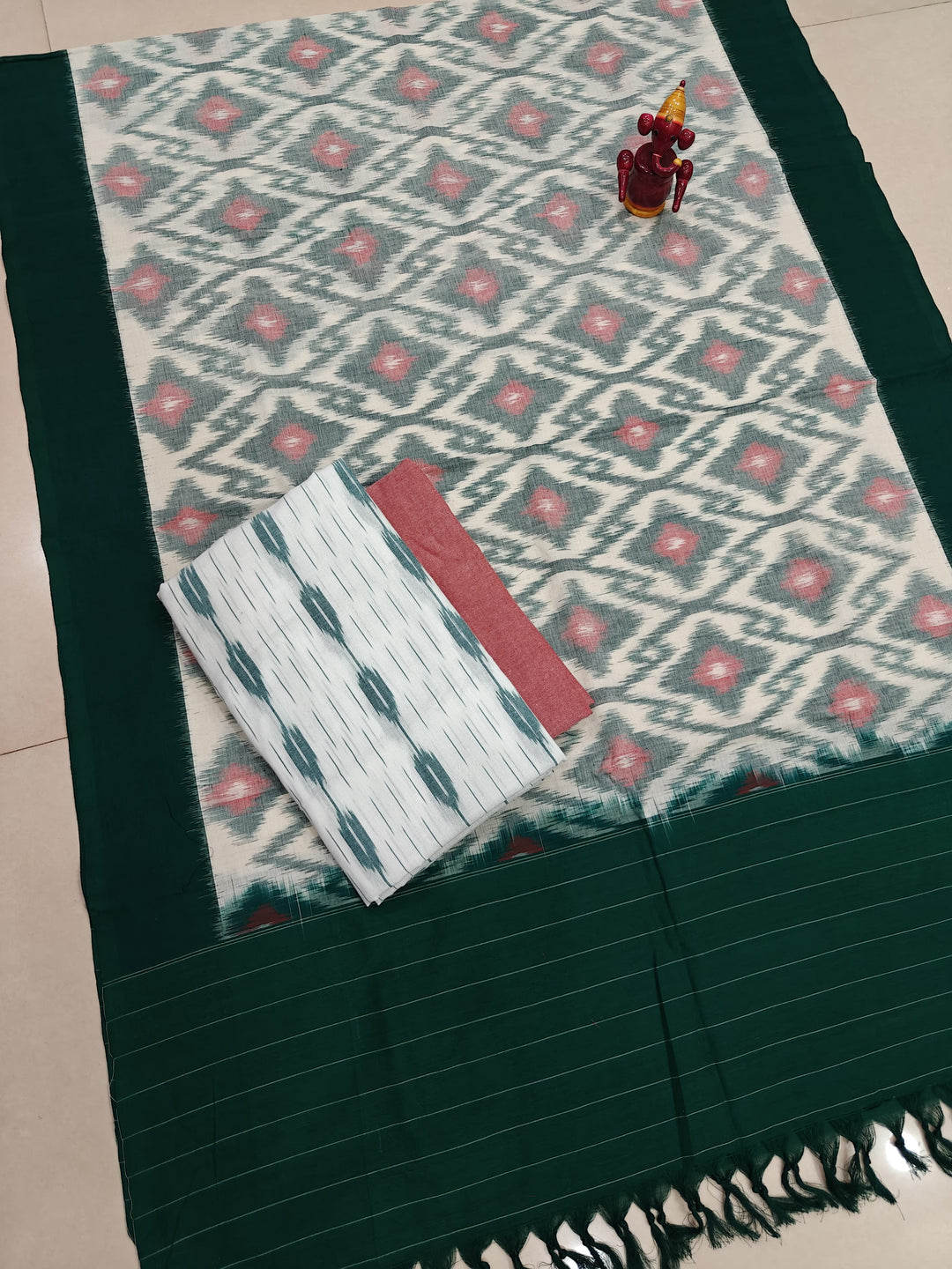 Pure Double Ikkat Cotton Unstitched Suit.
