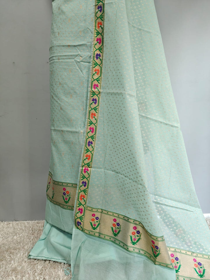 Pure Banarasi Chanderi Jamdani Work Unstitched Suit