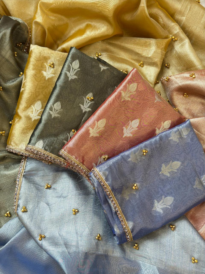 Elegant Tissue Ghungroo Unstitched  Suit